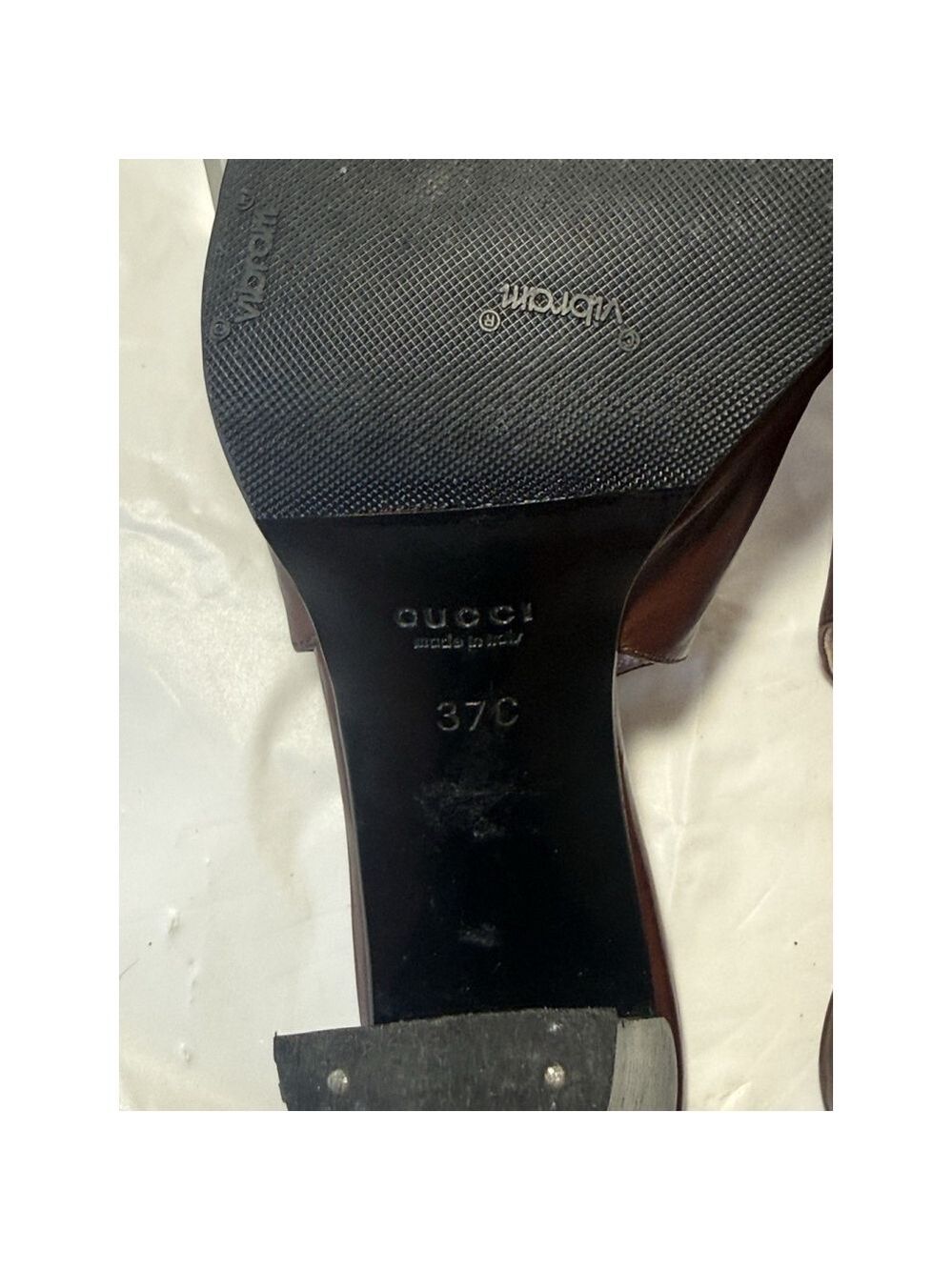 GUCCI Slingback Heels Closed Toe Brown Leather Shoes Sandals US 7 EU 37 C - Picture 7 of 16
